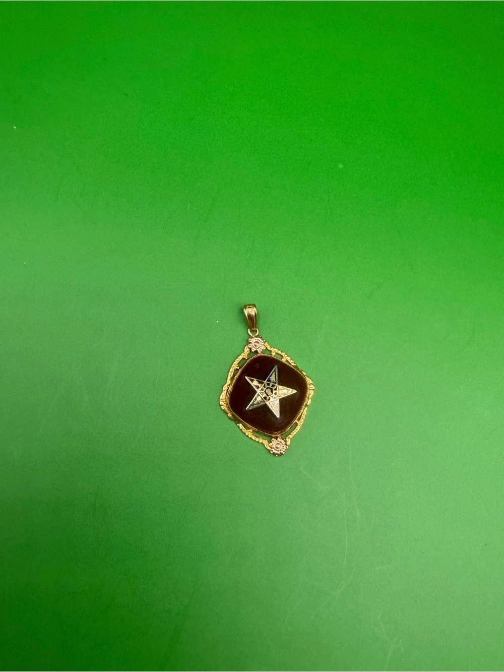 10k Yellow Gold Carnelian Masonic Pendant